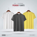 Mens Premium Blank T-shirt -Combo- White, Charcoal, Yellow