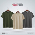 Mens Premium Blank T-shirt -Combo-Olive, Biscuit, Charcoal