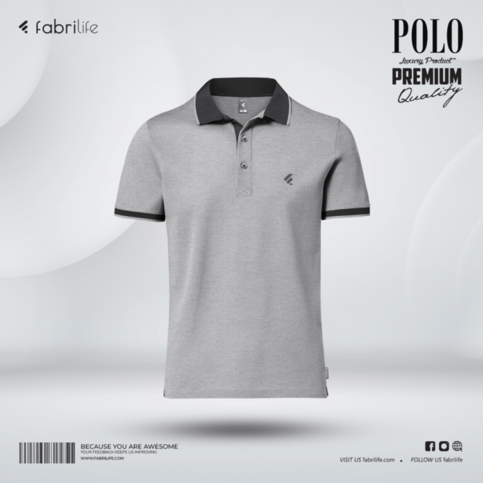 Fabrilife Single Jersey Knitted Cotton Polo - Gray Melange